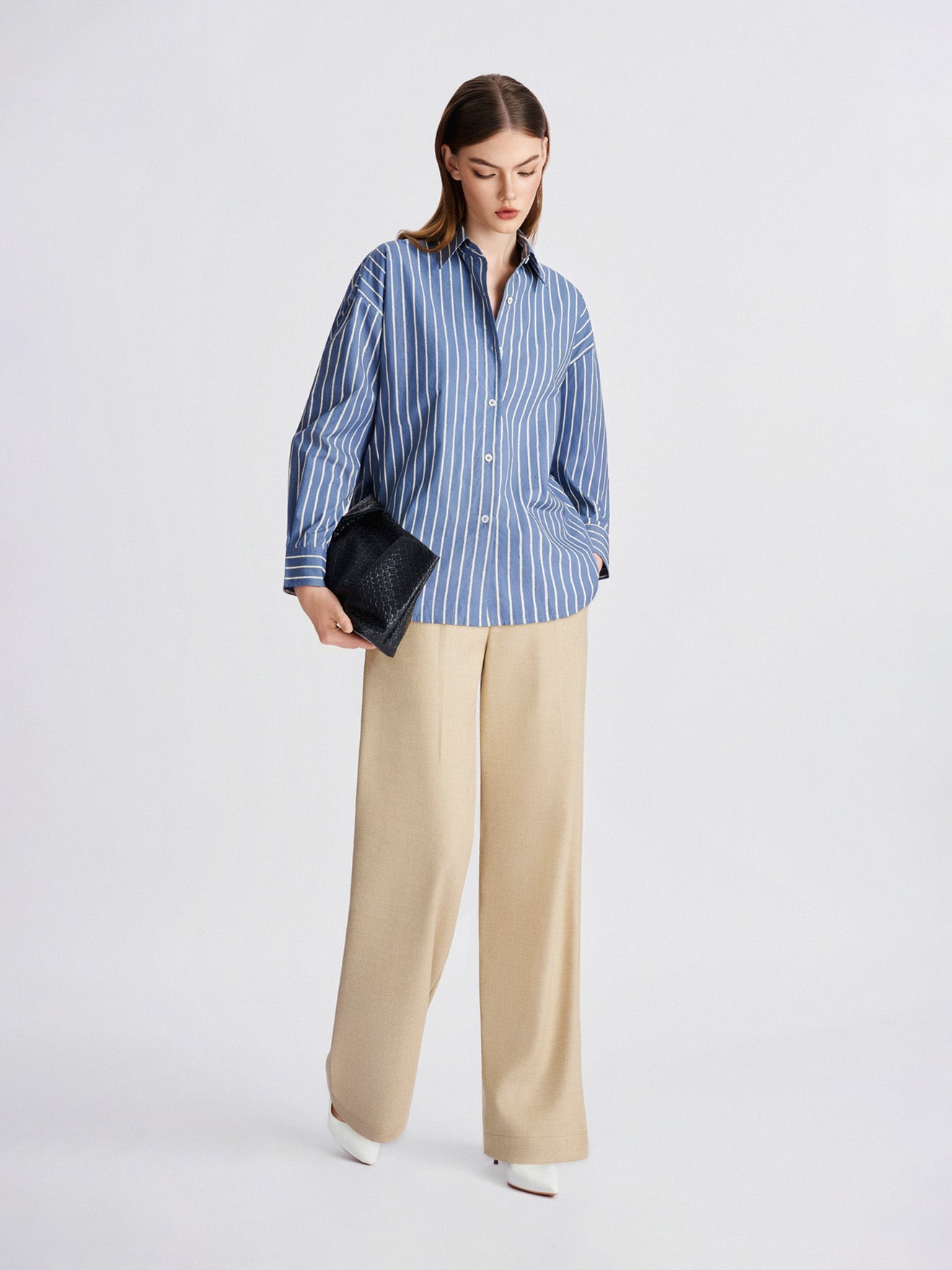 Indigo & Crème Stripe Cotton Shirt